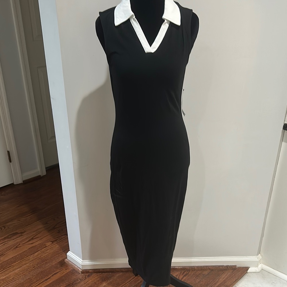 New York & Company Black Dress with White Collar